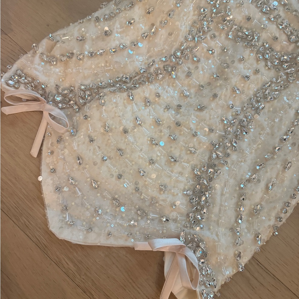 Embellished Ivory Beaded Mini Dress - Picture 4 of 5
